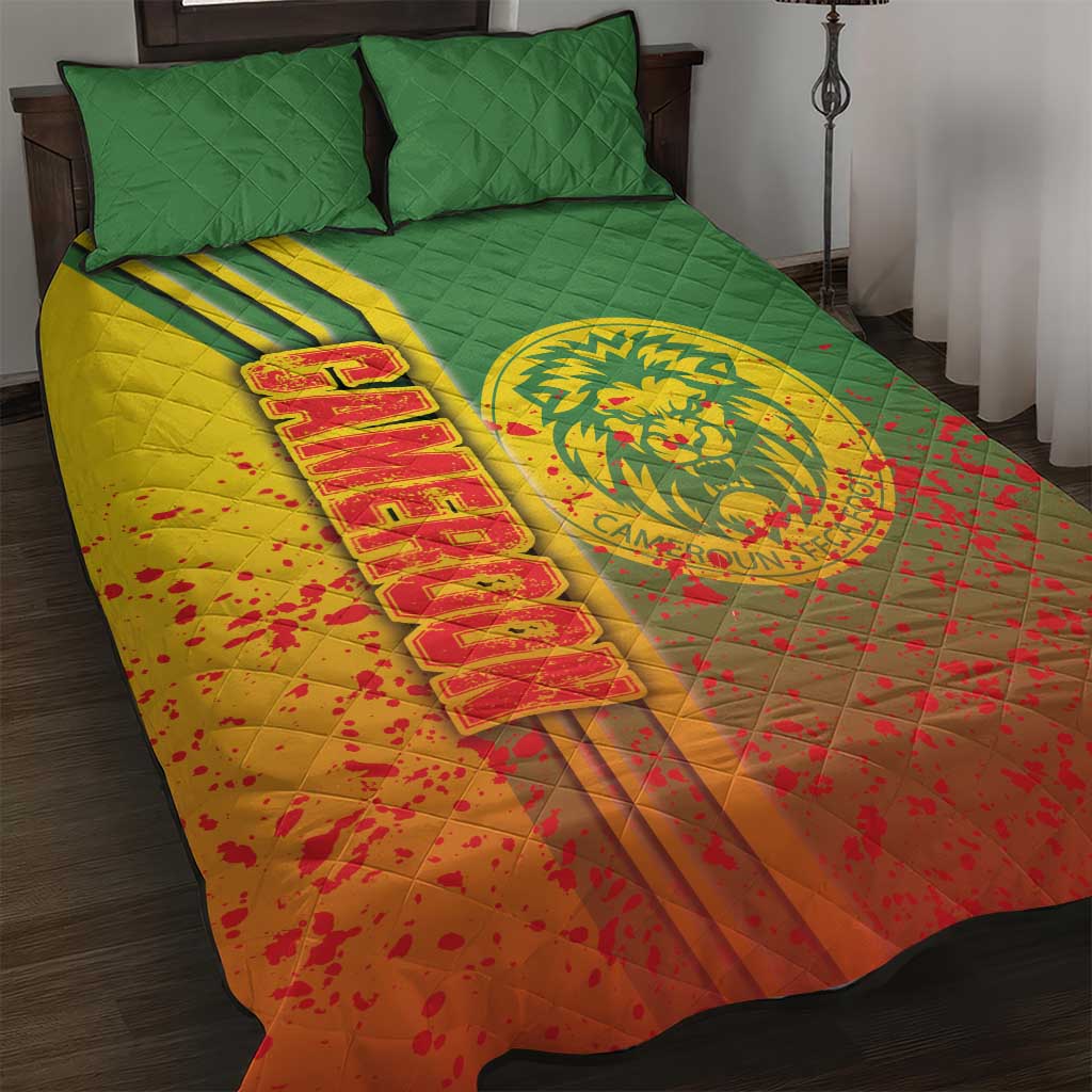 Cameroon Soccer Quilt Bed Set Indomitable Lions Football - Road To Champion
