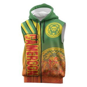 Cameroon Soccer Sleeveless Zip Hoodie Indomitable Lions Football - Road To Champion - African Pride