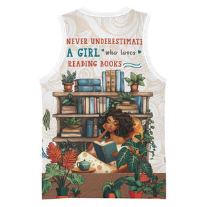 Never Underestimate A Girl Who Loves Reading Books Basketball Jersey African Book Lovers DT04