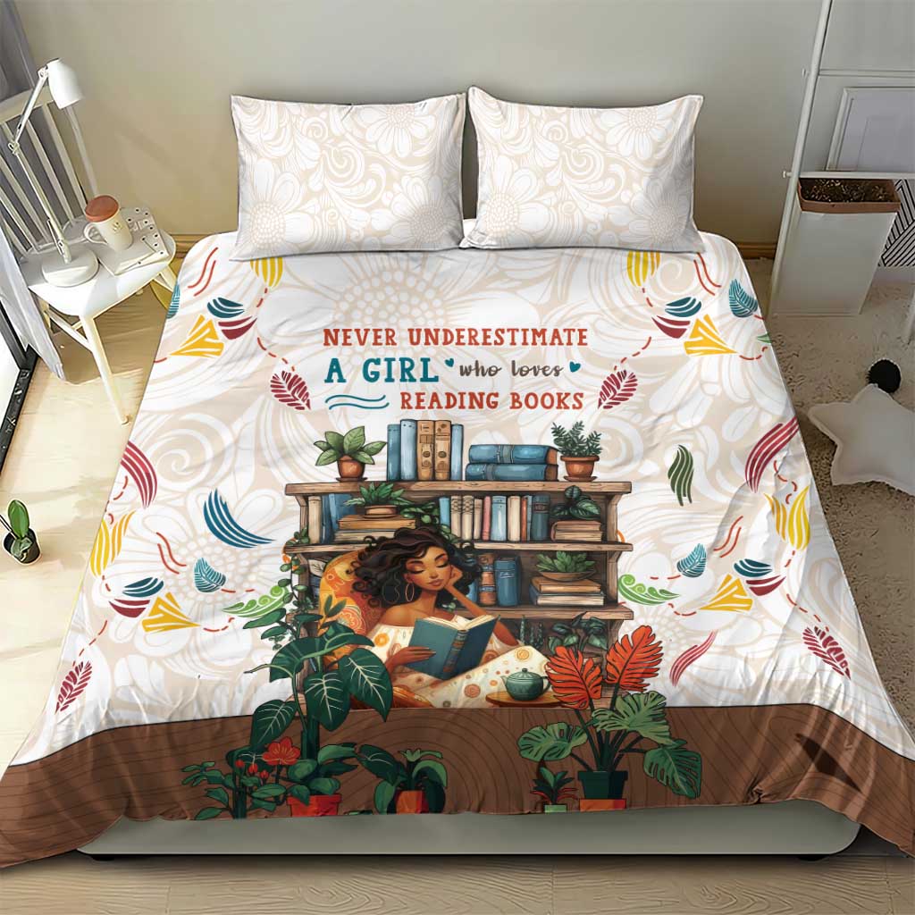 Never Underestimate A Girl Who Loves Reading Books Bedding Set African Book Lovers