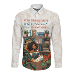 Never Underestimate A Girl Who Loves Reading Books Long Sleeve Button Shirt African Book Lovers