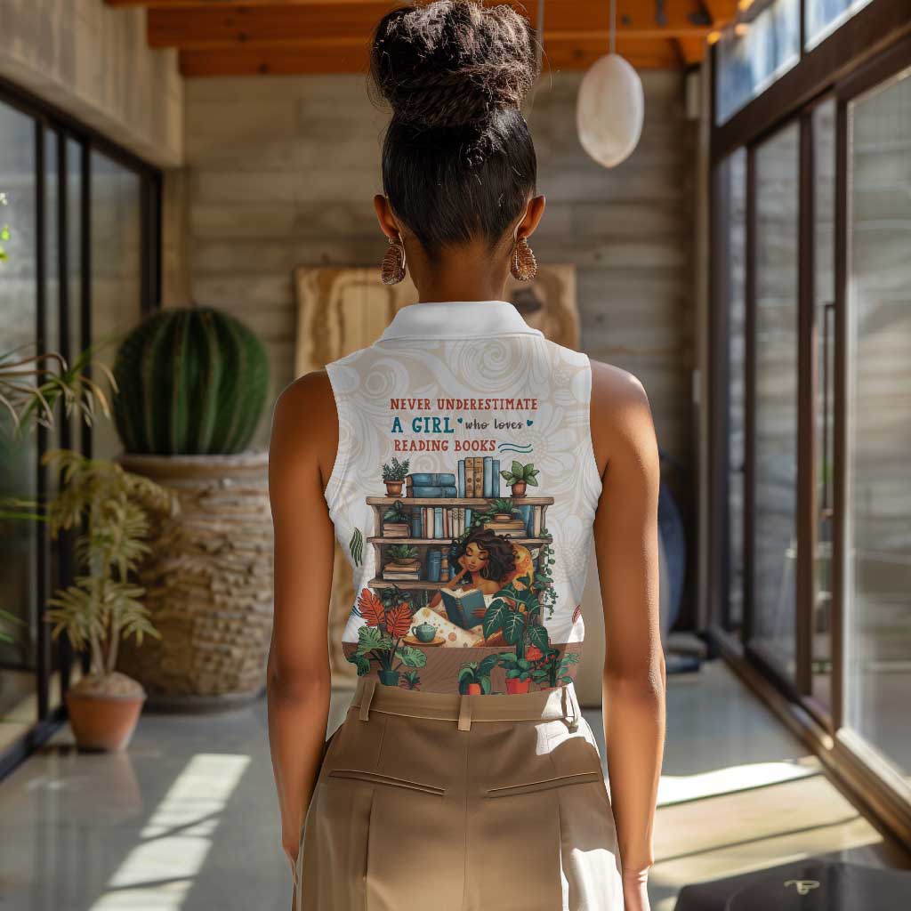 Never Underestimate A Girl Who Loves Reading Books Women Sleeveless Polo Shirt African Book Lovers