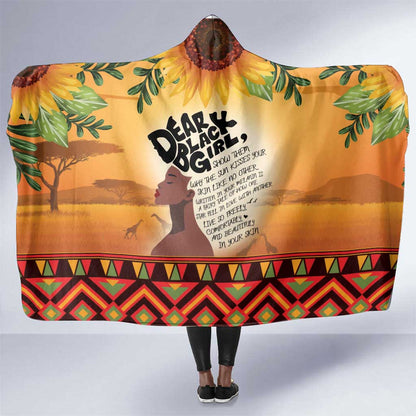 Dear Black Girl Hooded Blanket African Pride Black Women