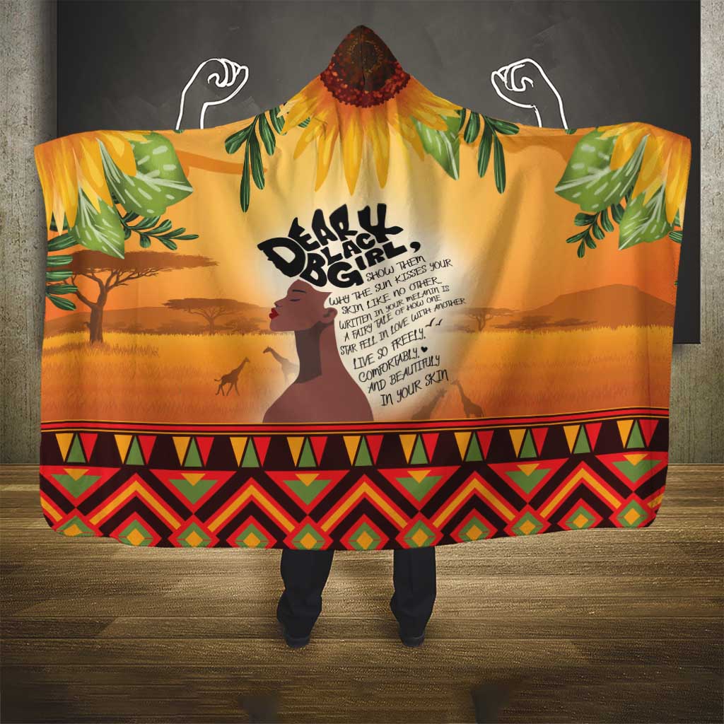 Dear Black Girl Hooded Blanket African Pride Black Women