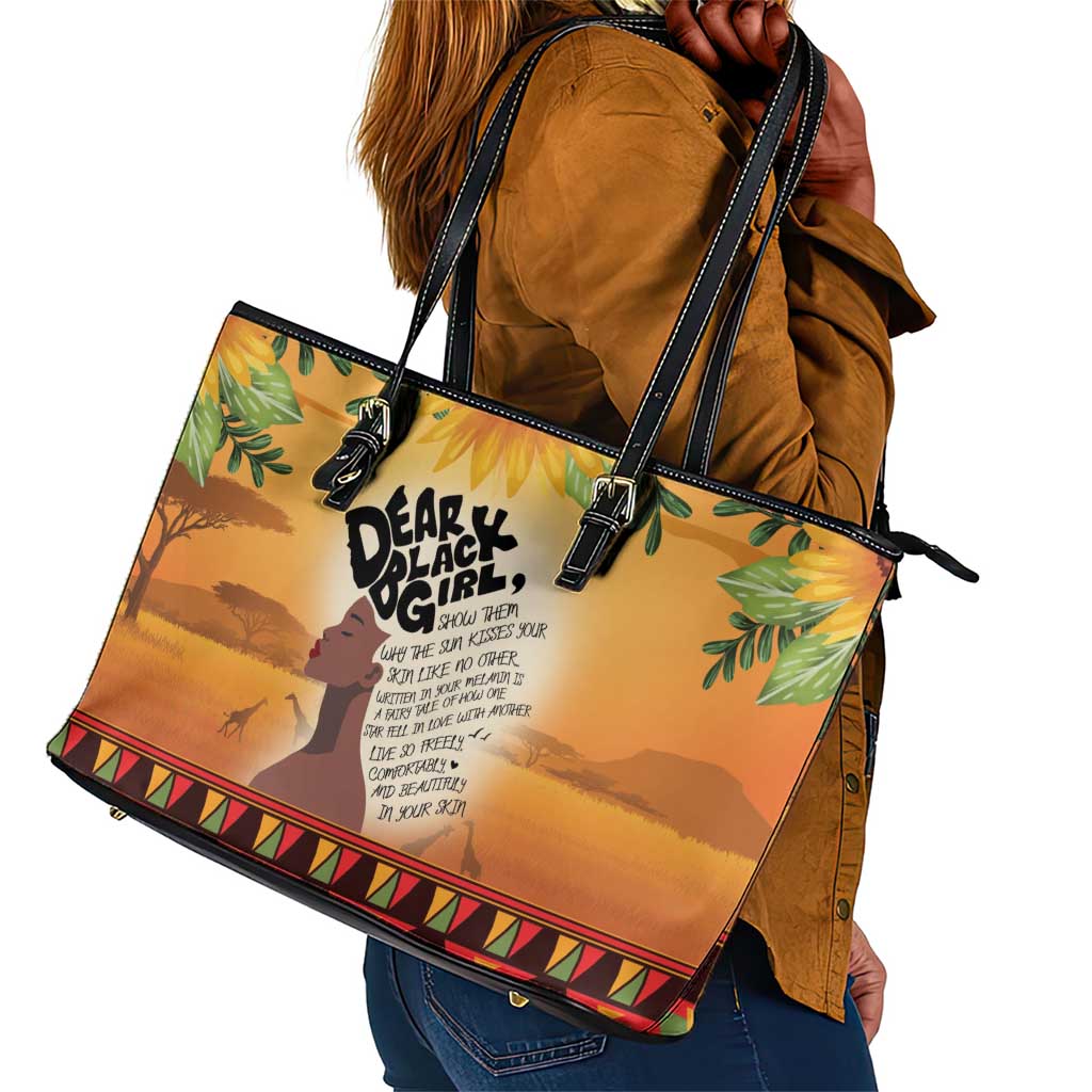 Dear Black Girl Leather Tote Bag African Pride Black Women
