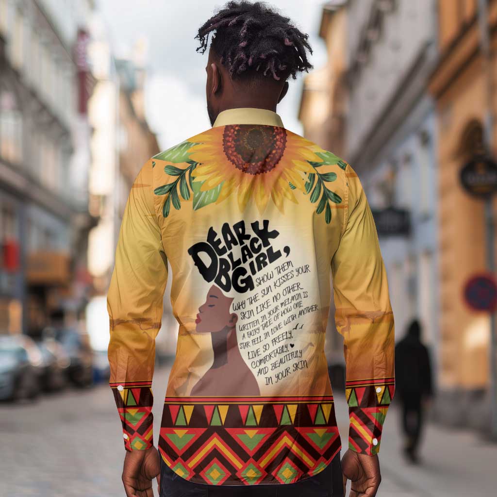 Dear Black Girl Long Sleeve Button Shirt African Pride Black Women