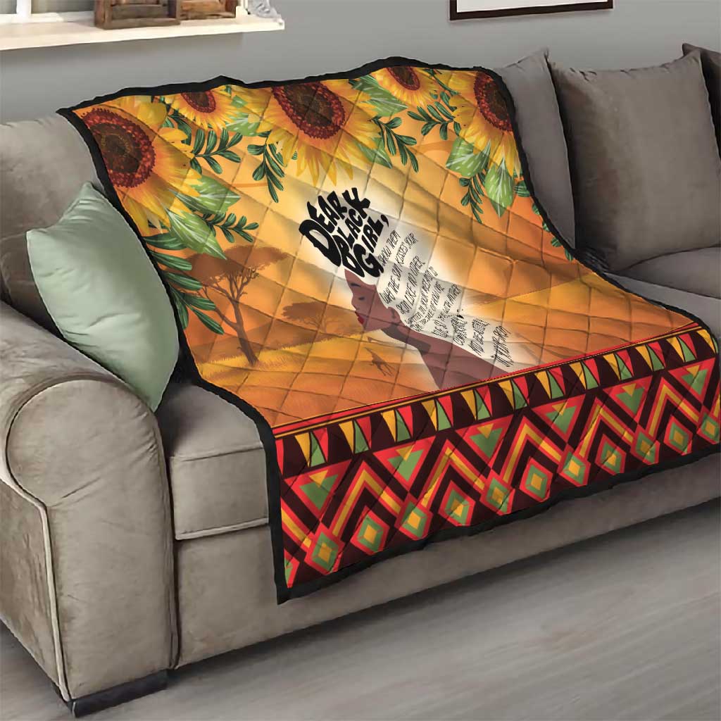 Dear Black Girl Quilt African Pride Black Women