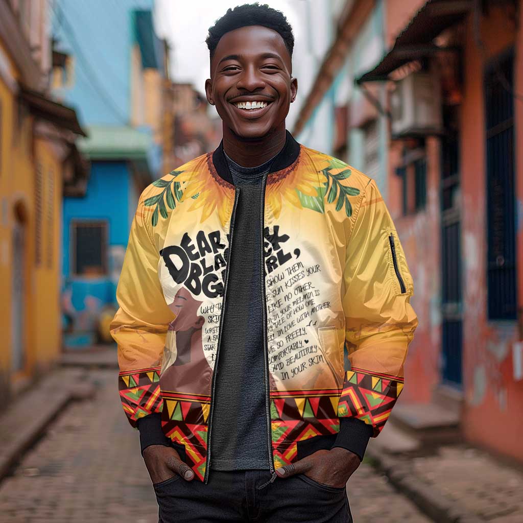 Dear Black Girl Sleeve Zip Bomber Jacket African Pride Black Women