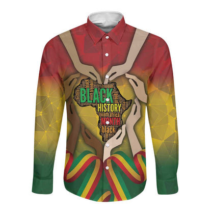 Black History Month Long Sleeve Button Shirt I Am Black