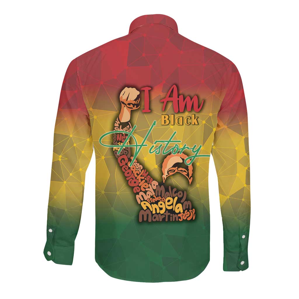 Black History Month Long Sleeve Button Shirt I Am Black