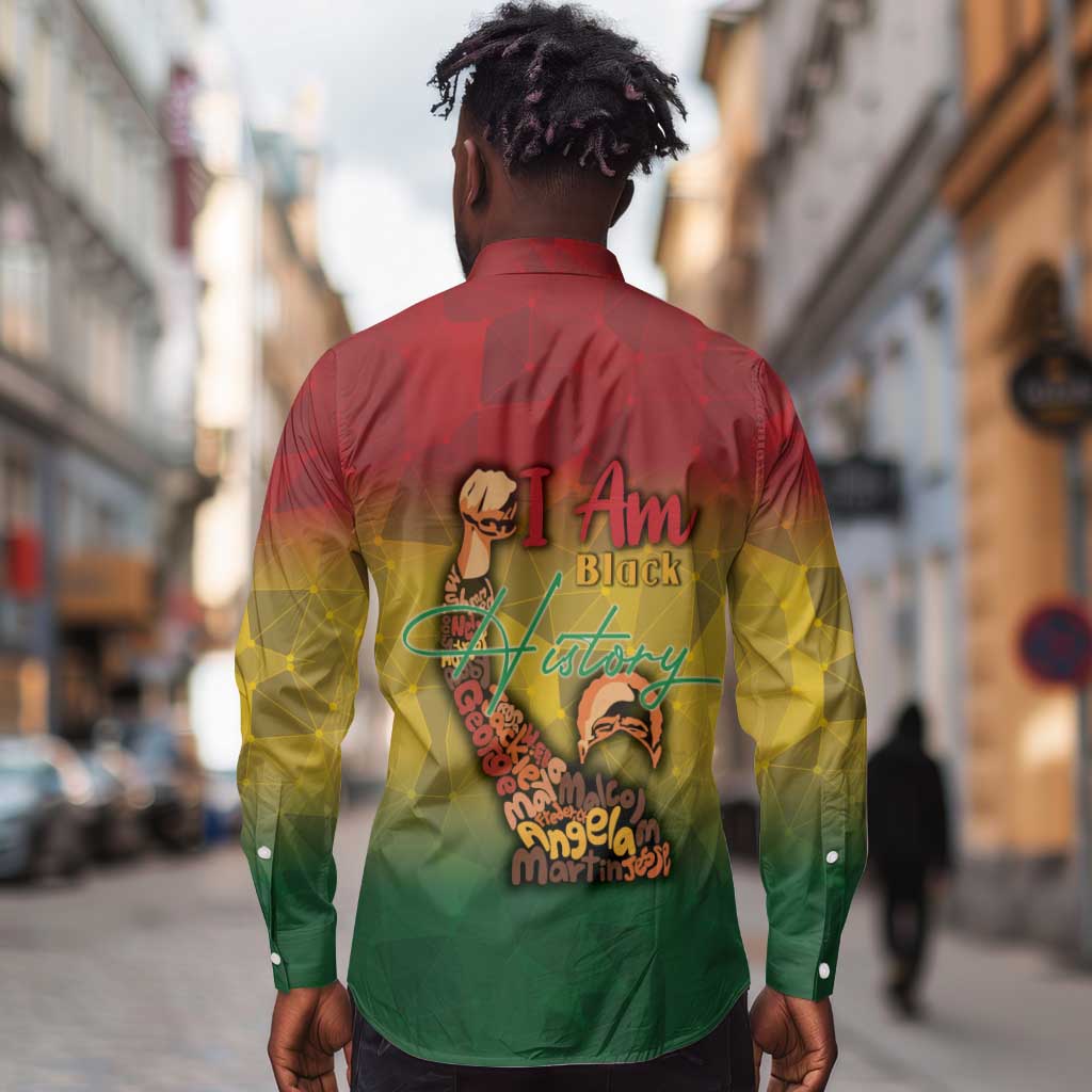 Black History Month Long Sleeve Button Shirt I Am Black