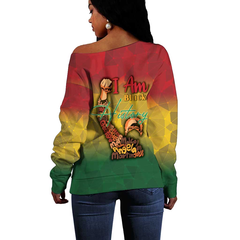 Black History Month Off Shoulder Sweater I Am Black