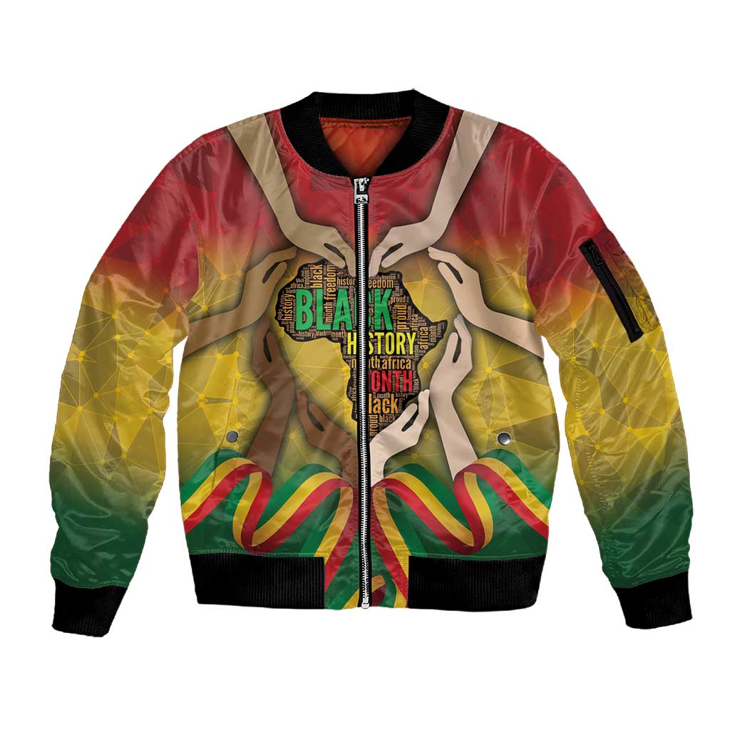 Black History Month Sleeve Zip Bomber Jacket I Am Black