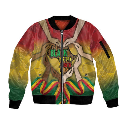Black History Month Sleeve Zip Bomber Jacket I Am Black