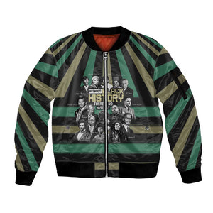 Black History Month Sleeve Zip Bomber Jacket Civil Rights Leaders
