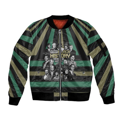 Black History Month Sleeve Zip Bomber Jacket Civil Rights Leaders