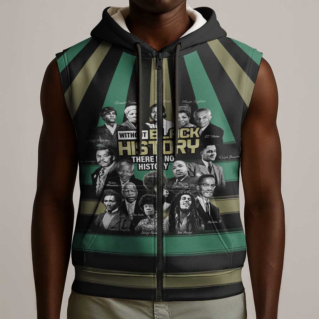 Black History Month Sleeveless Zip Hoodie Civil Rights Leaders - African Pride