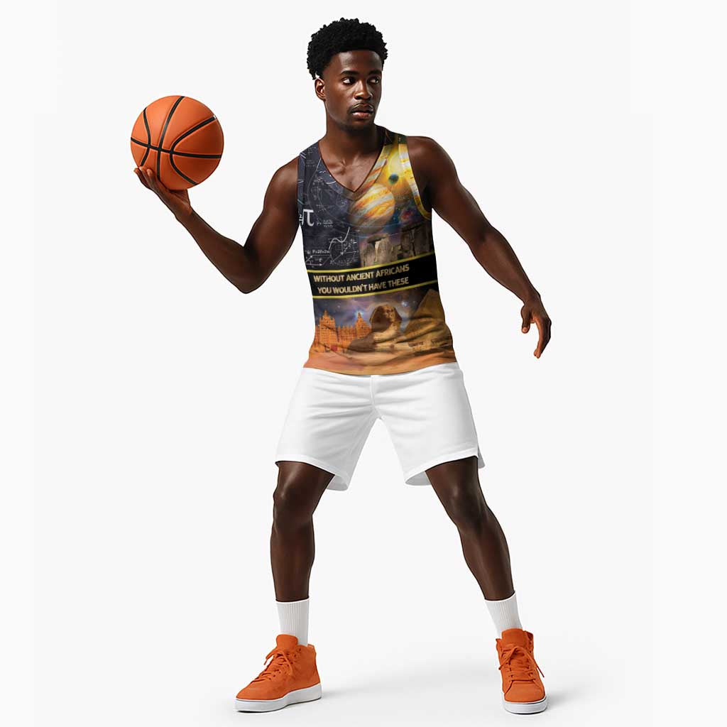 Afro Egyptian Pyramids Basketball Jersey Ancient African Achievements Galaxy DT04