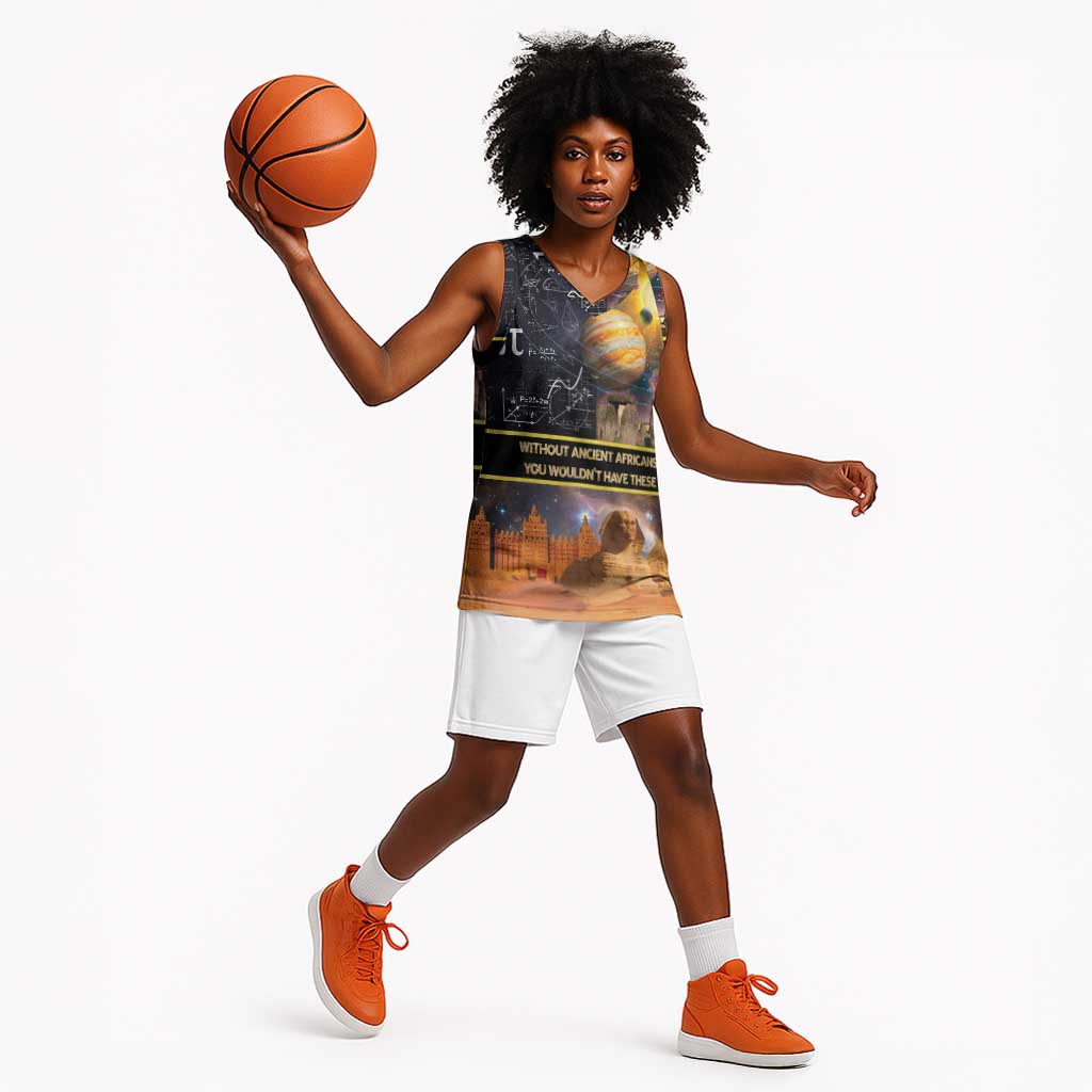 Afro Egyptian Pyramids Basketball Jersey Ancient African Achievements Galaxy DT04