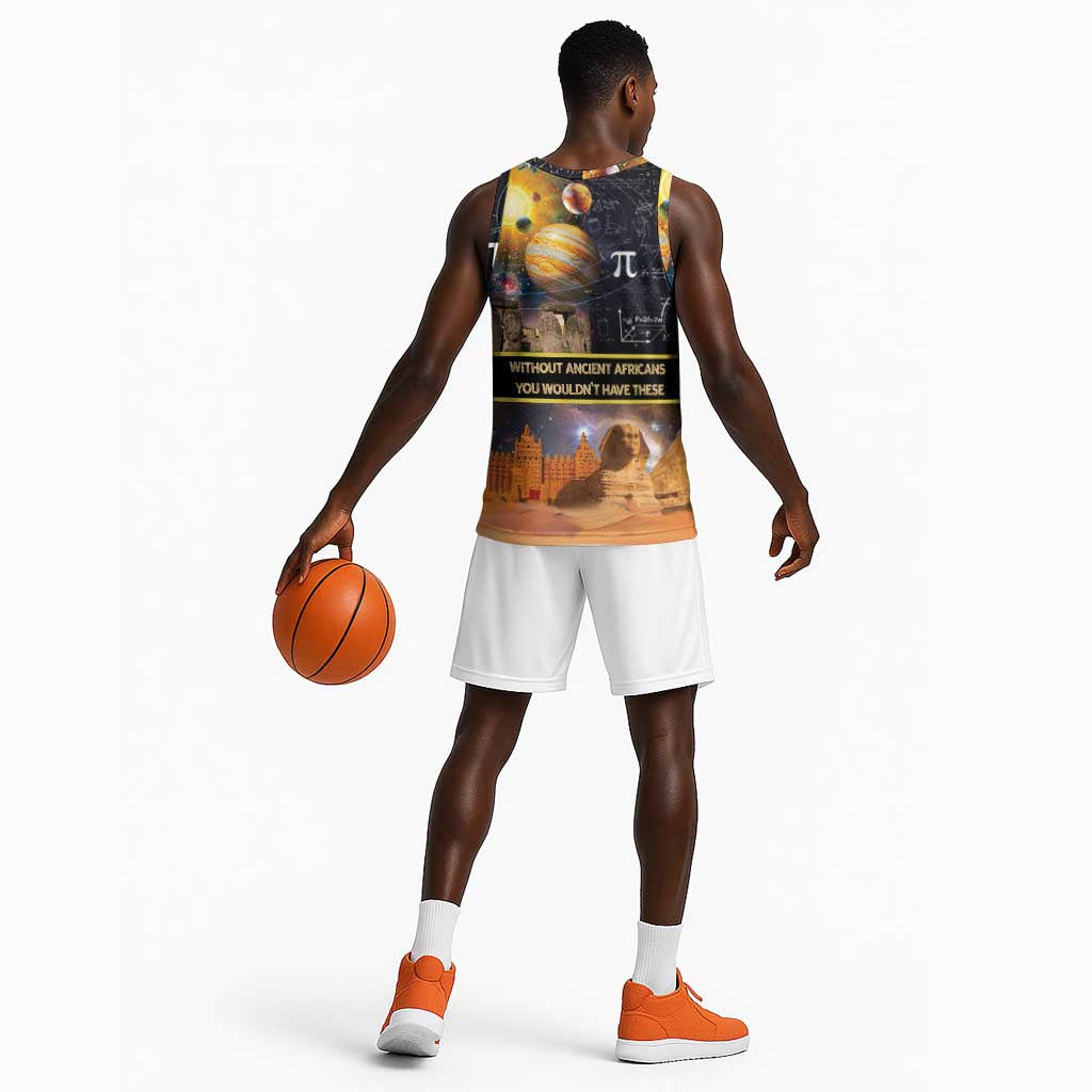 Afro Egyptian Pyramids Basketball Jersey Ancient African Achievements Galaxy DT04