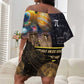 Afro Egyptian Pyramids Off Shoulder Short Dress Ancient African Achievements Galaxy