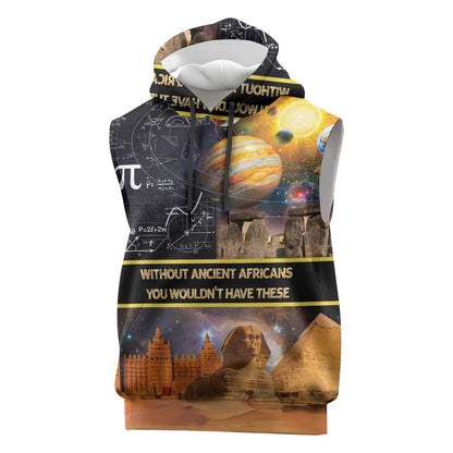 Afro Egyptian Pyramids Sleeveless Hoodie Ancient African Achievements Galaxy - African Pride