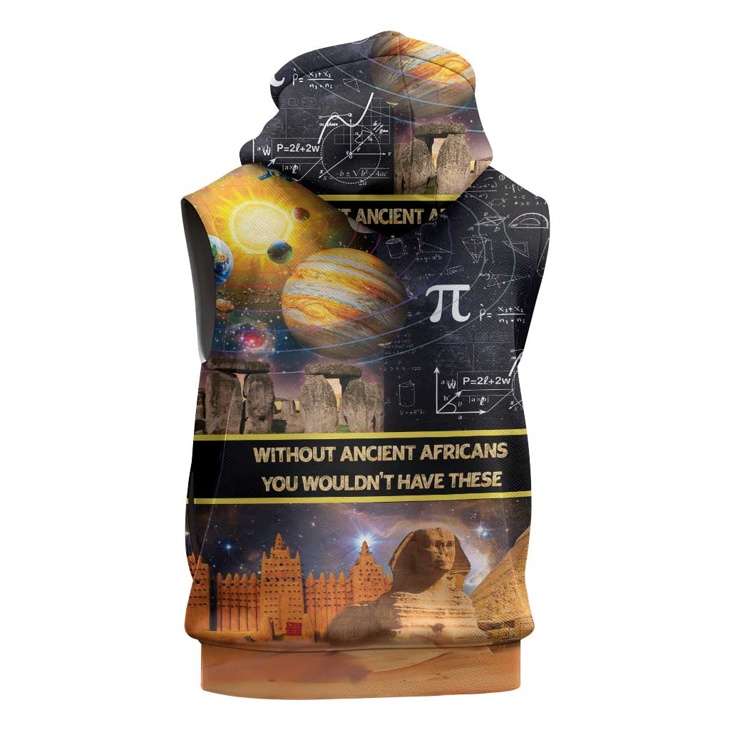 Afro Egyptian Pyramids Sleeveless Zip Hoodie Ancient African Achievements Galaxy - African Pride
