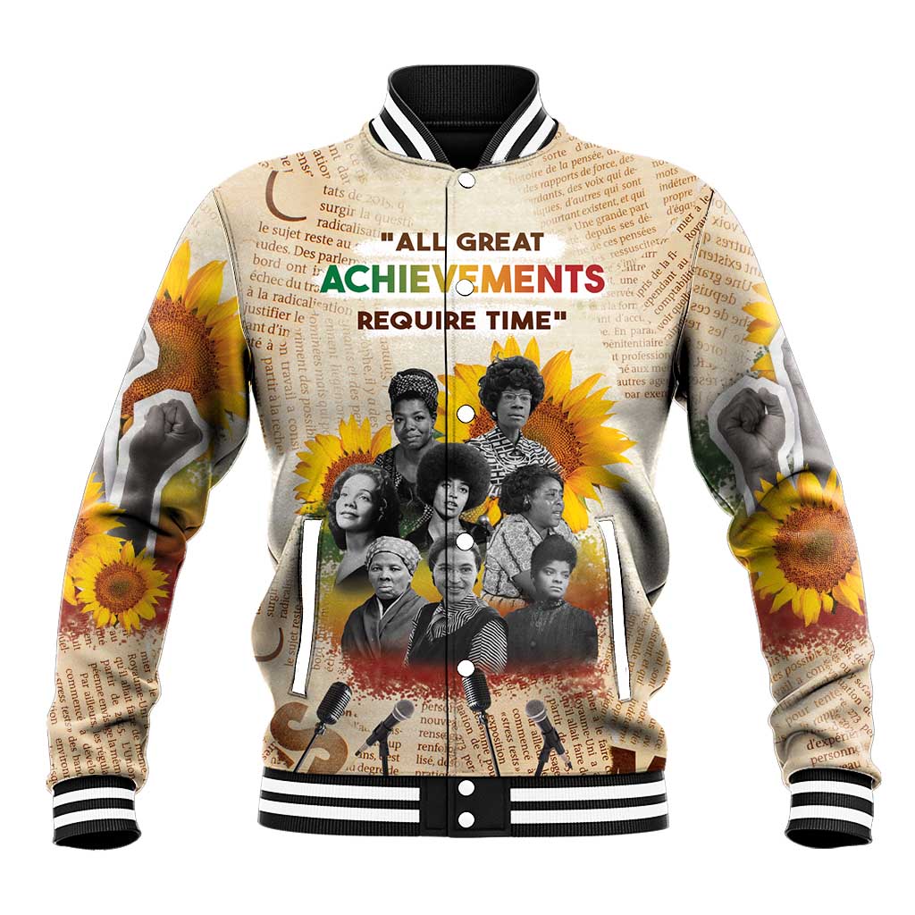 African Achievements Baseball Jacket Civil Rights Female Leaders Sunflower