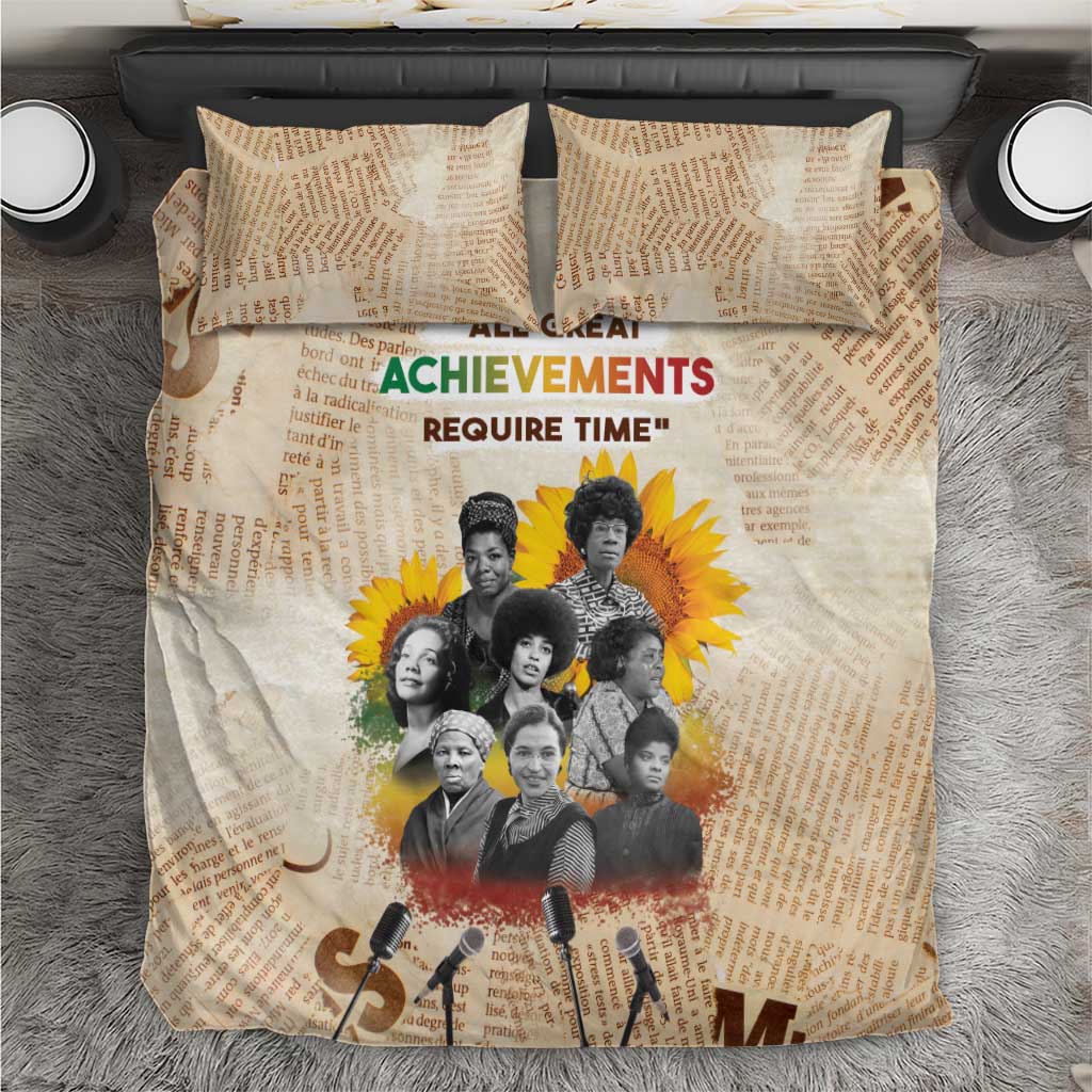 African Achievements Bedding Set Civil Rights Female Leaders Sunflower