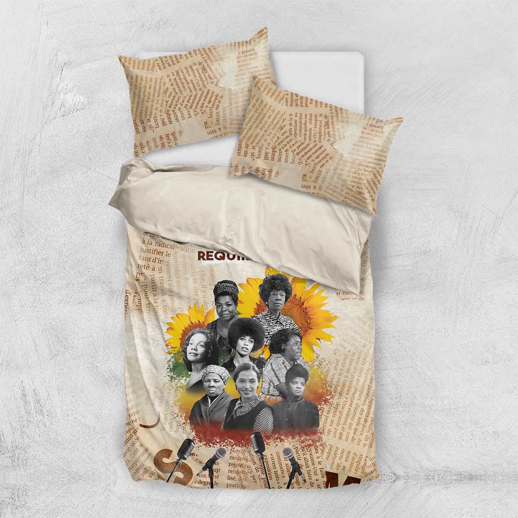 African Achievements Bedding Set Civil Rights Female Leaders Sunflower