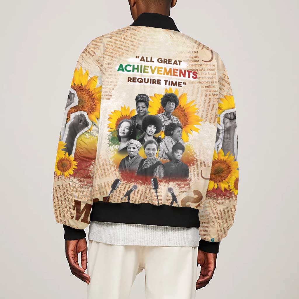 African Achievements Bomber Jacket Civil Rights Female Leaders Sunflower