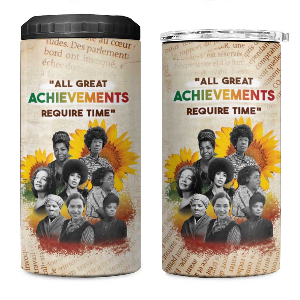 African Achievements 4 in 1 Can Cooler Tumbler Civil Rights Female Leaders Sunflower