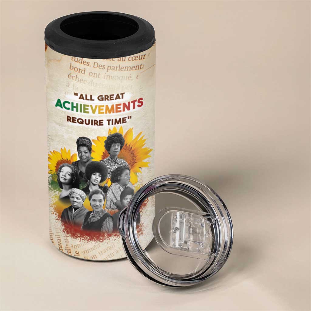 African Achievements 4 in 1 Can Cooler Tumbler Civil Rights Female Leaders Sunflower