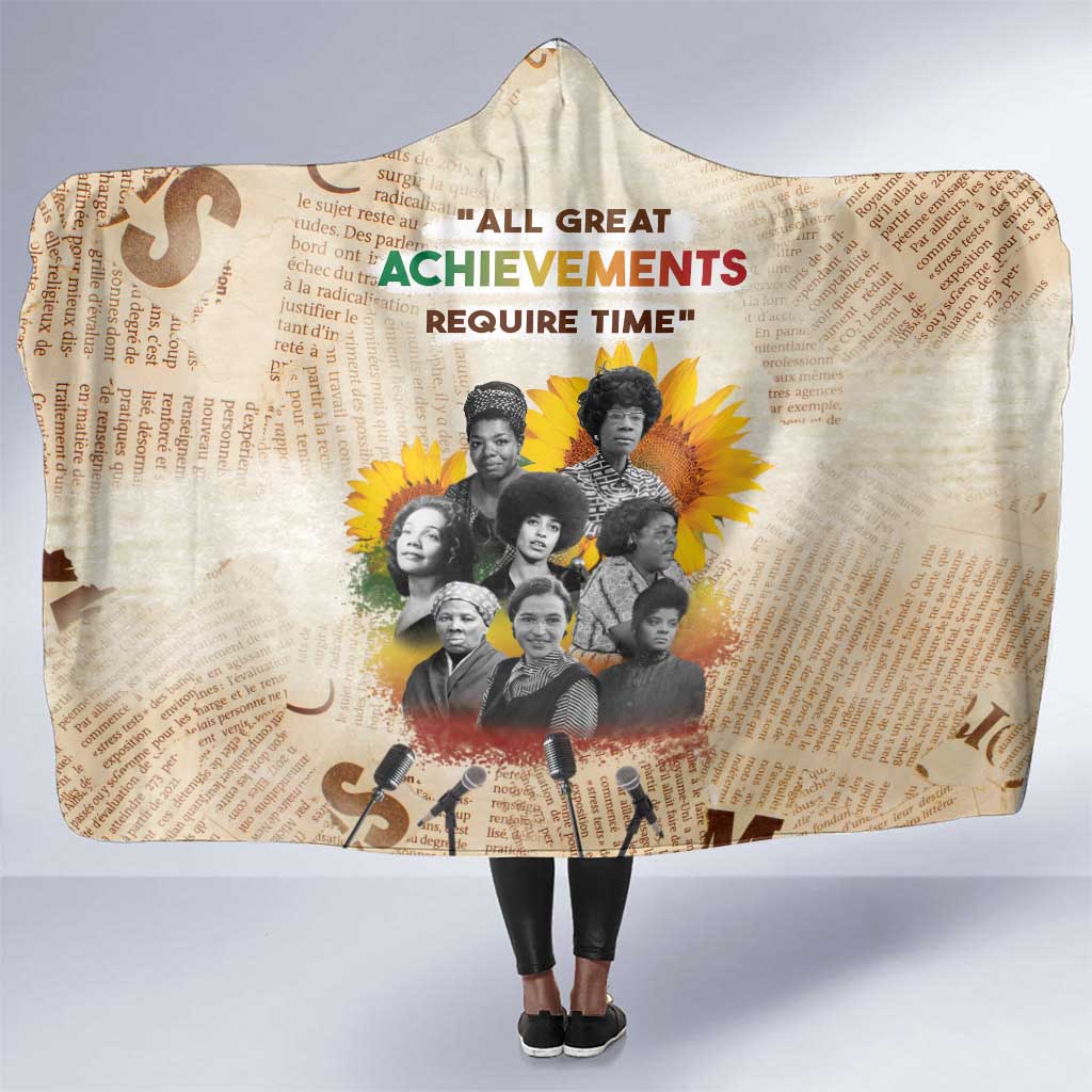 African Achievements Hooded Blanket Civil Rights Female Leaders Sunflower