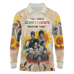 African Achievements Long Sleeve Polo Shirt Civil Rights Female Leaders Sunflower