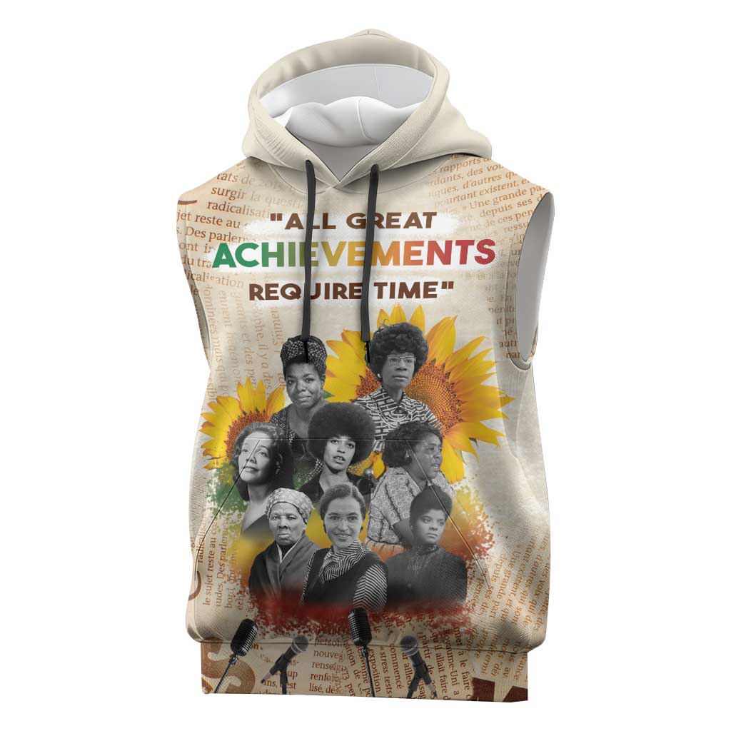 African Achievements Sleeveless Hoodie Civil Rights Female Leaders Sunflower - African Pride