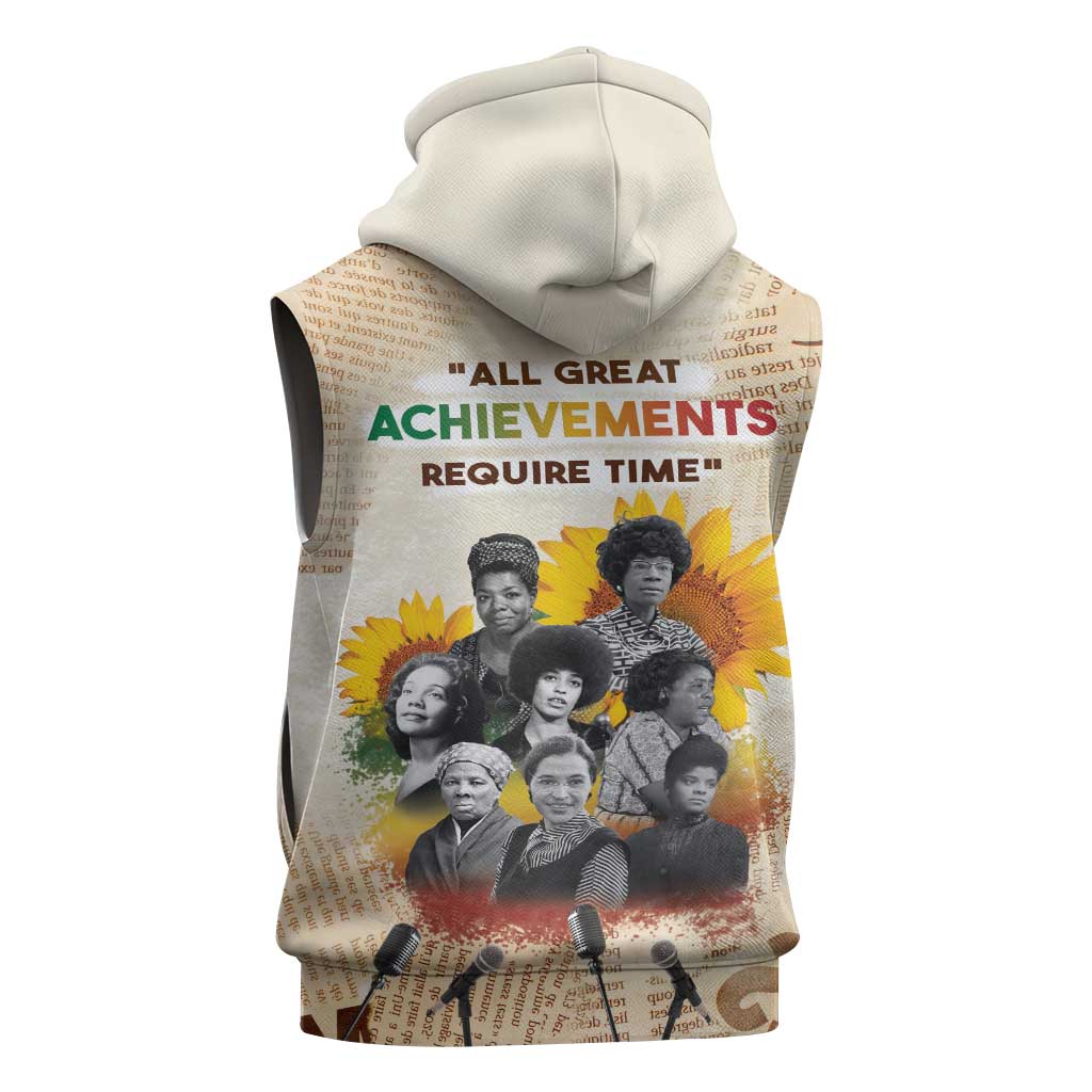 African Achievements Sleeveless Zip Hoodie Civil Rights Female Leaders Sunflower - African Pride