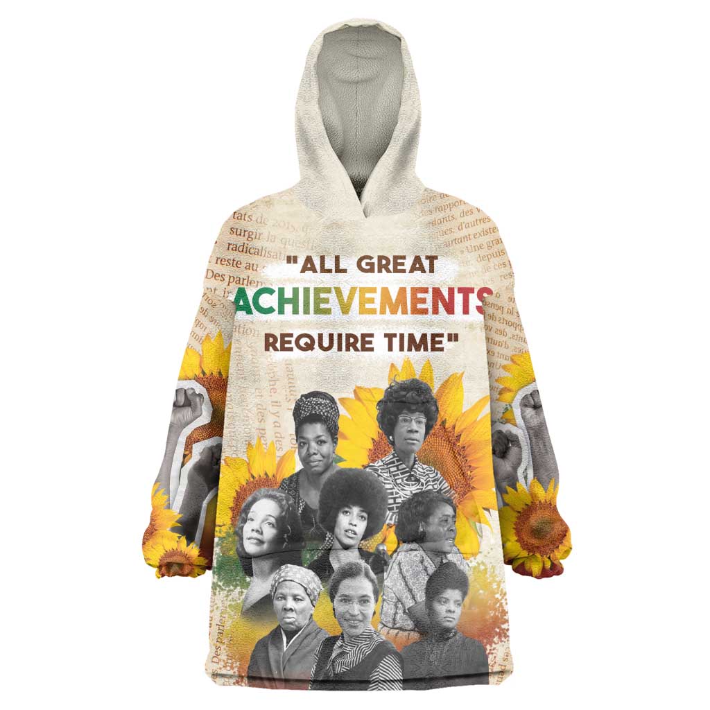 African Achievements Wearable Blanket Hoodie Civil Rights Female Leaders Sunflower