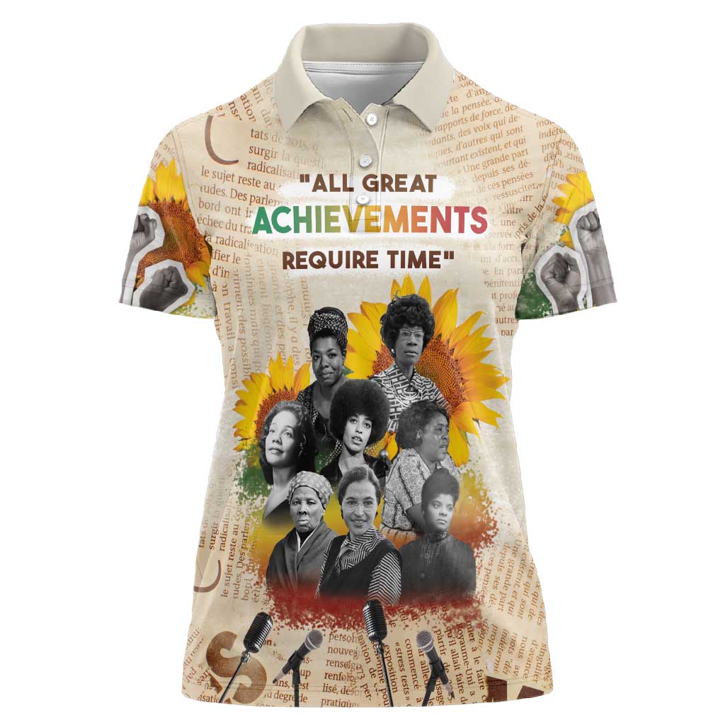 African Achievements Women Polo Shirt Civil Rights Female Leaders Sunflower