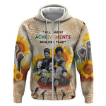 African Achievements Zip Hoodie Civil Rights Female Leaders Sunflower