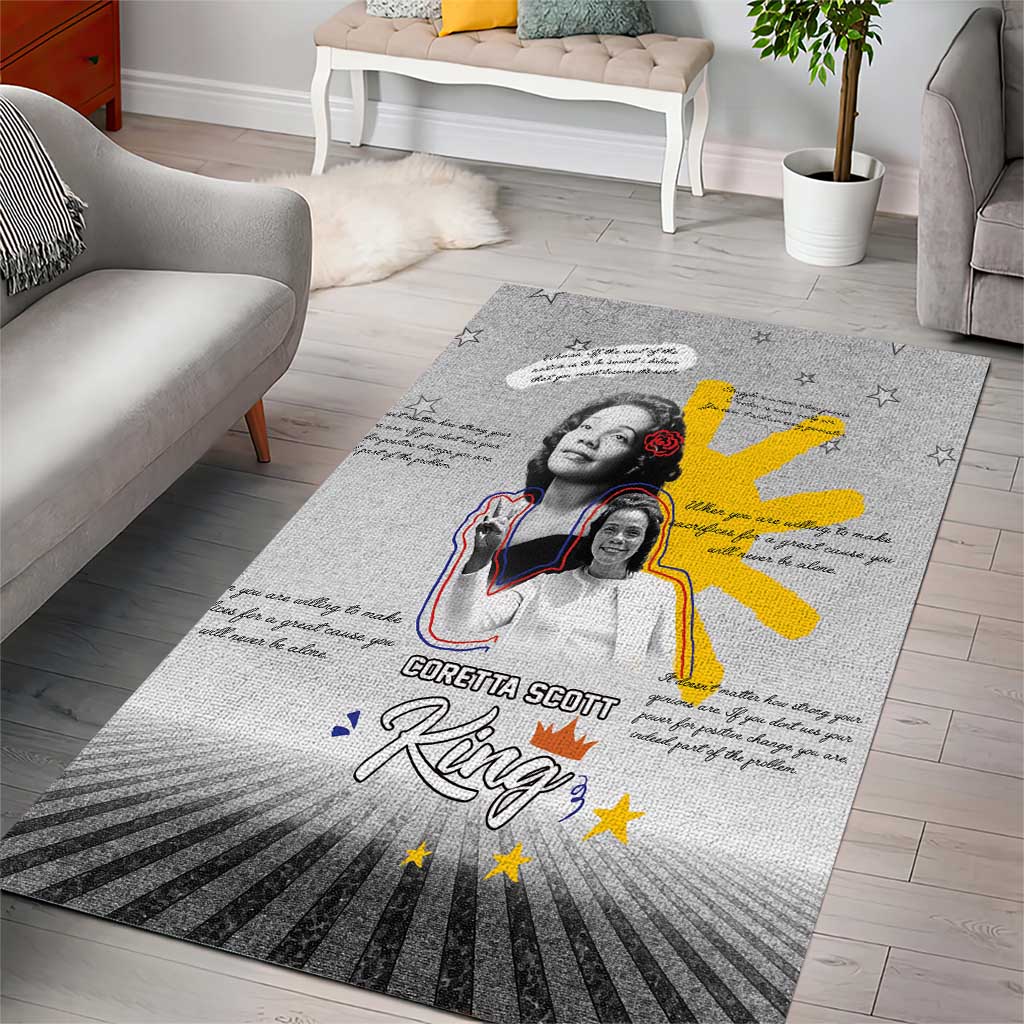 African American Coretta Scott King Area Rug Honoring The Legacy Hand Draw Style