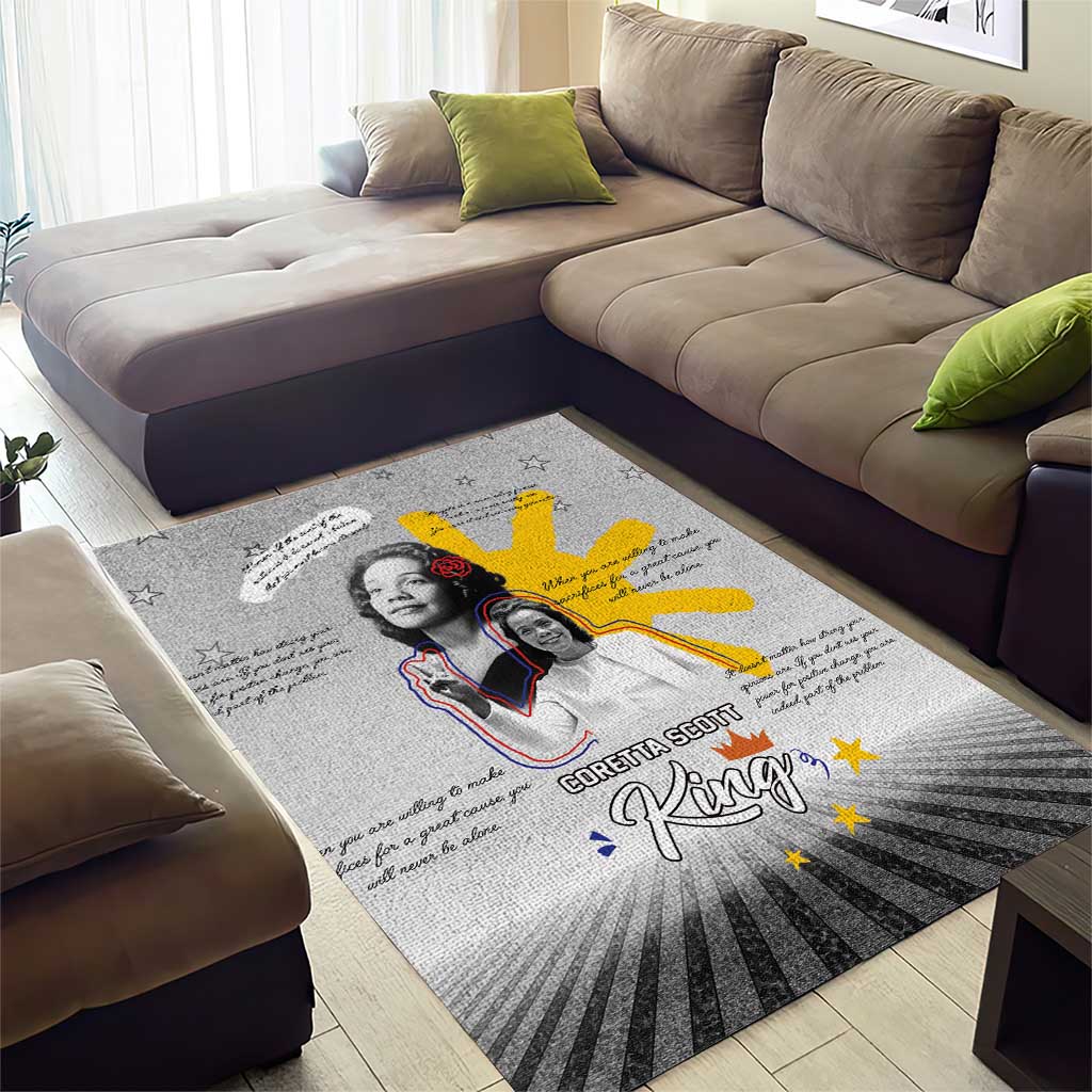 African American Coretta Scott King Area Rug Honoring The Legacy Hand Draw Style