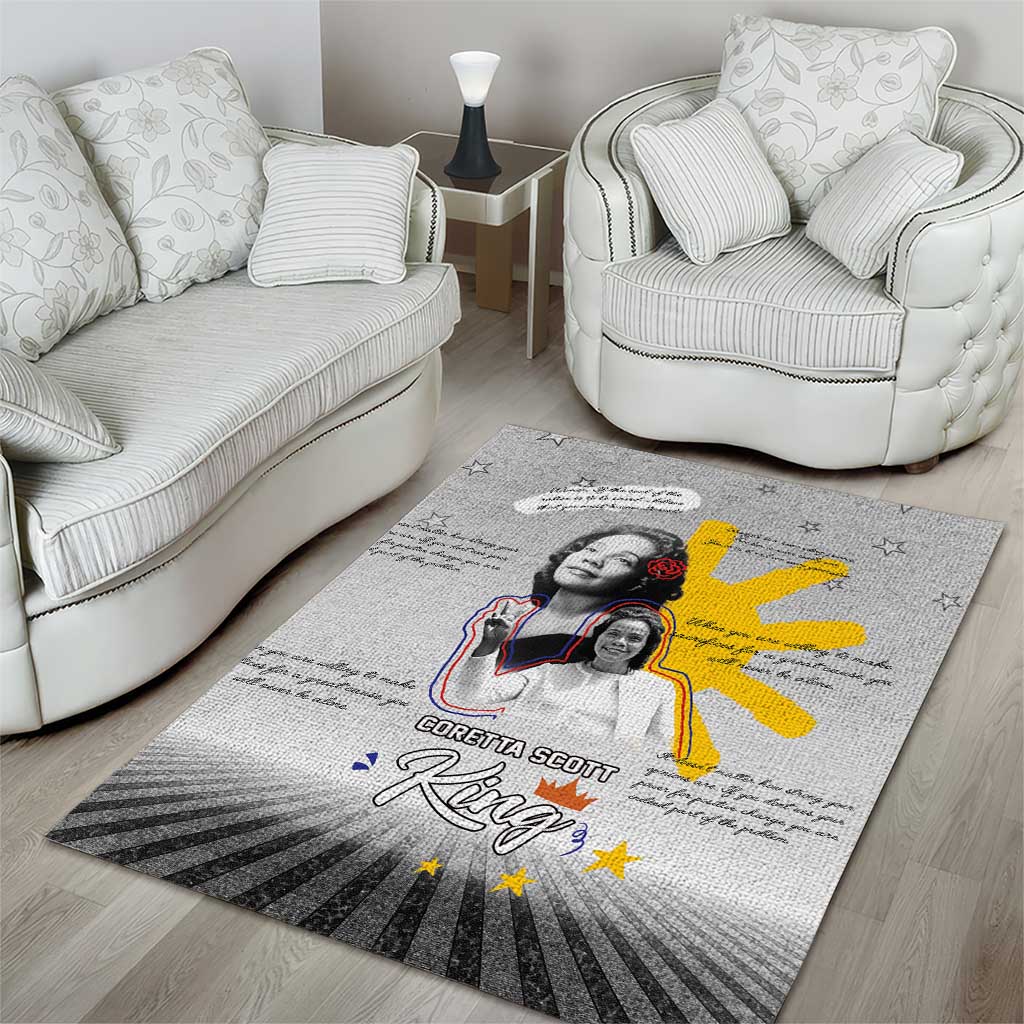 African American Coretta Scott King Area Rug Honoring The Legacy Hand Draw Style