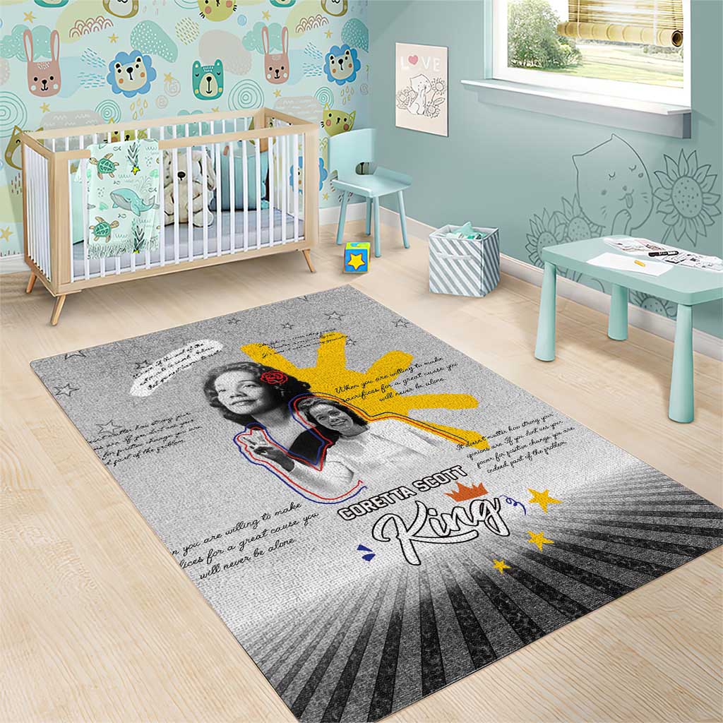 African American Coretta Scott King Area Rug Honoring The Legacy Hand Draw Style