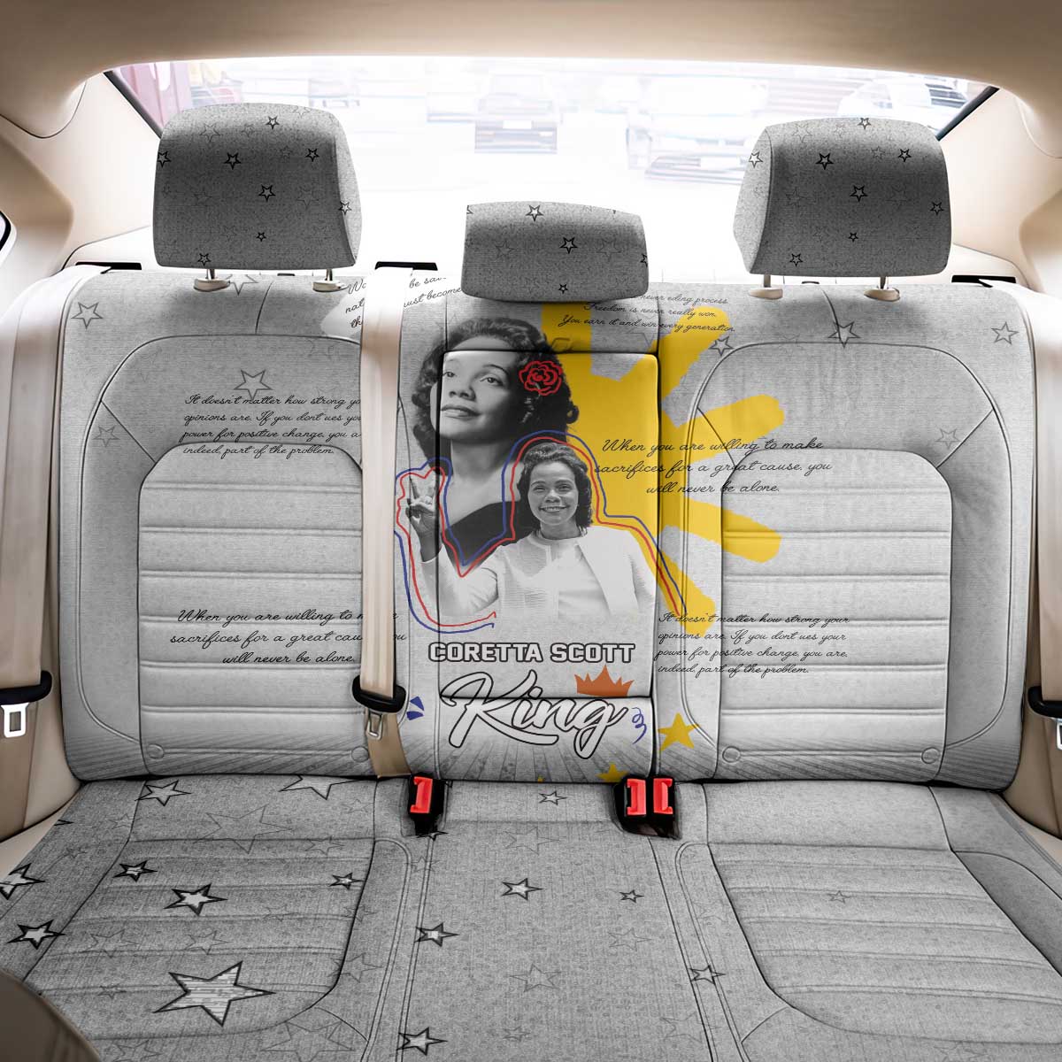 African American Coretta Scott King Back Car Seat Cover Honoring The Legacy Hand Draw Style