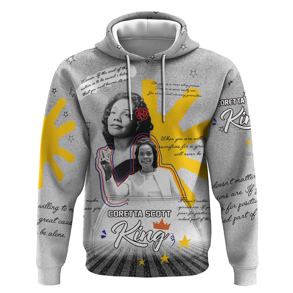 African American Coretta Scott King Hoodie Honoring The Legacy Hand Draw Style