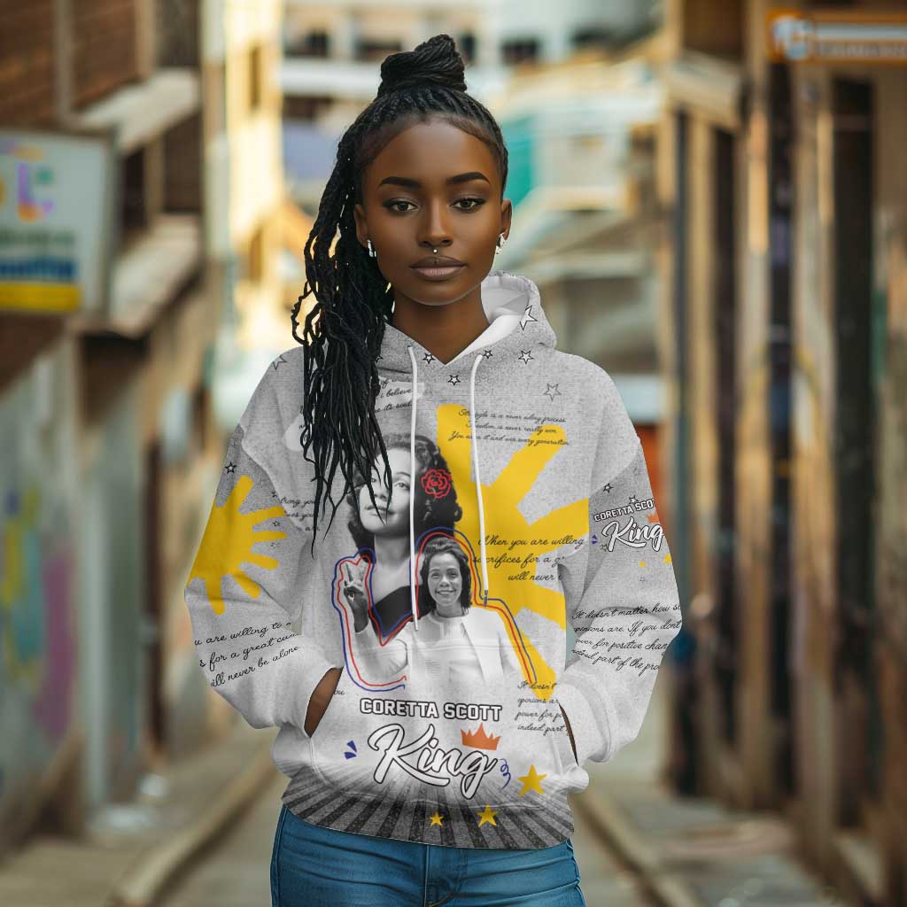 African American Coretta Scott King Hoodie Honoring The Legacy Hand Draw Style