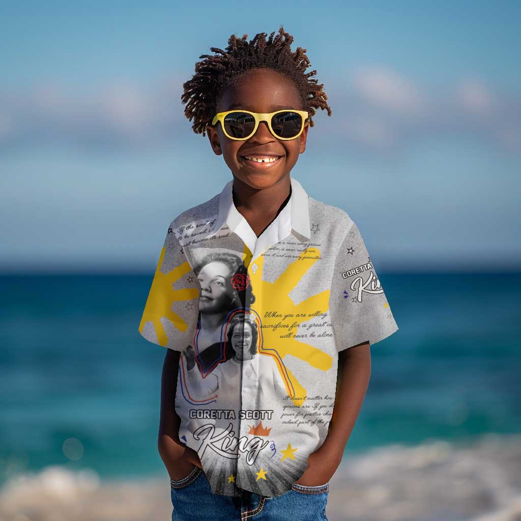 African American Coretta Scott King Kid Hawaiian Shirt Honoring The Legacy Hand Draw Style