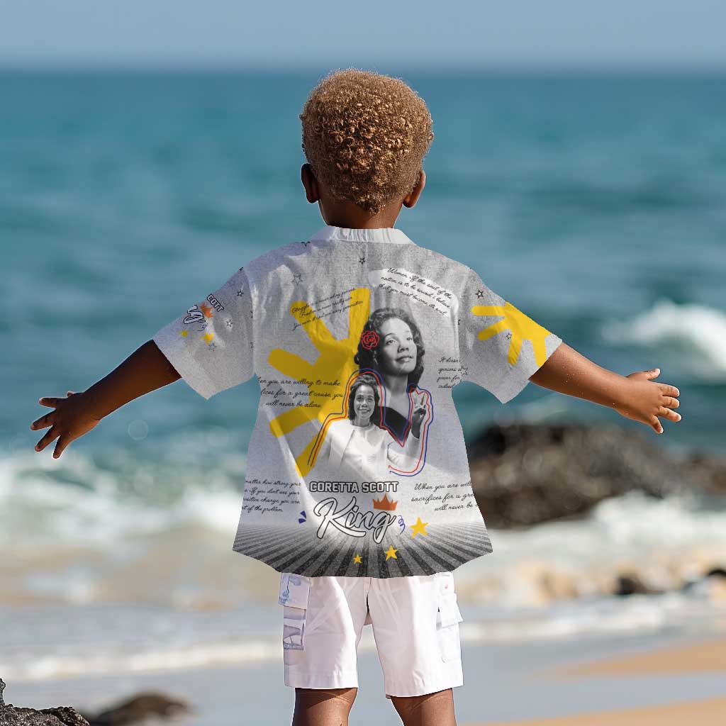 African American Coretta Scott King Kid Hawaiian Shirt Honoring The Legacy Hand Draw Style