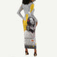 African American Coretta Scott King Long Sleeve Bodycon Dress Honoring The Legacy Hand Draw Style DT04